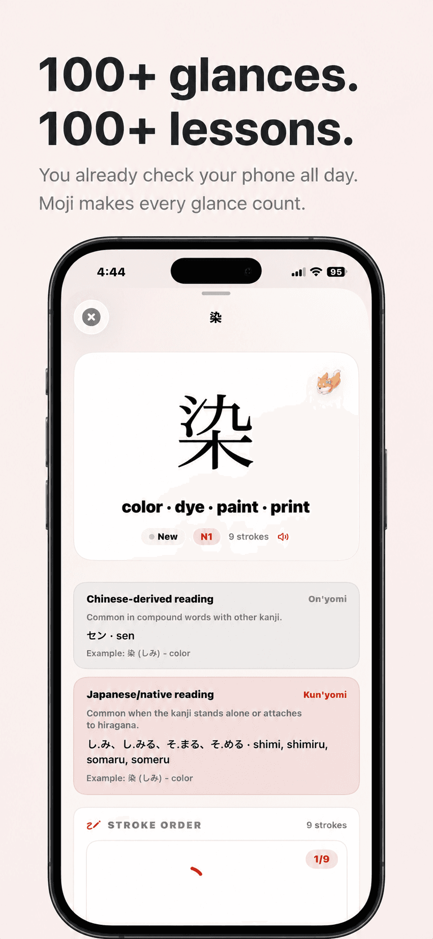 Moji Lock Screen widget shown on an iPhone