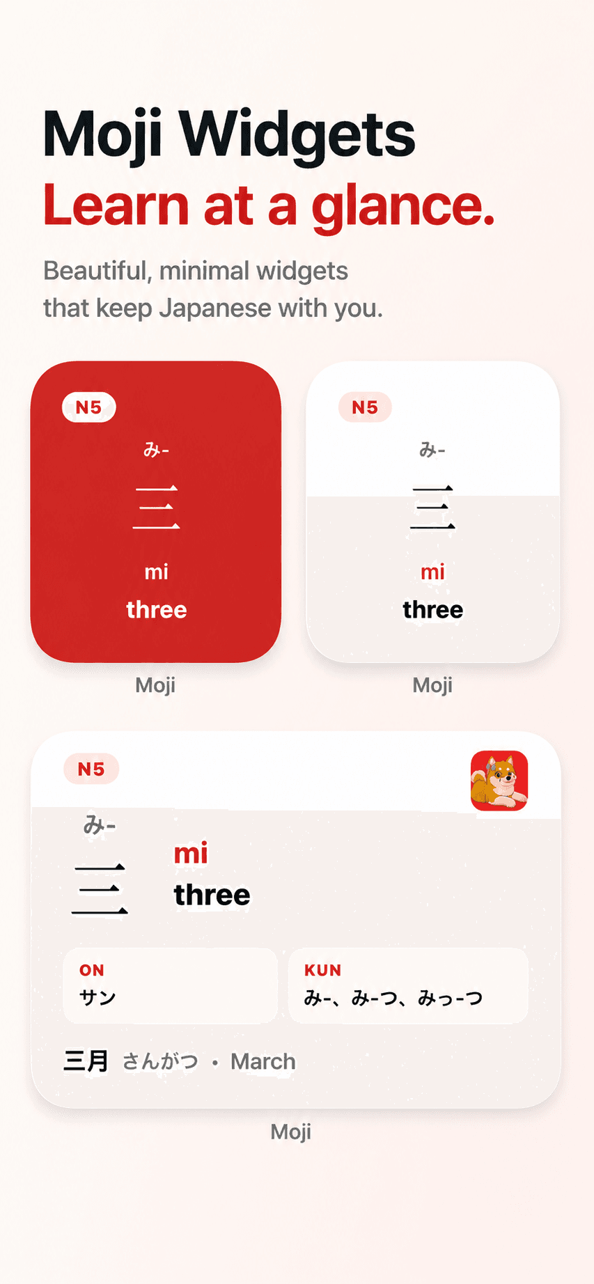 A collection of minimal Moji home screen widgets
